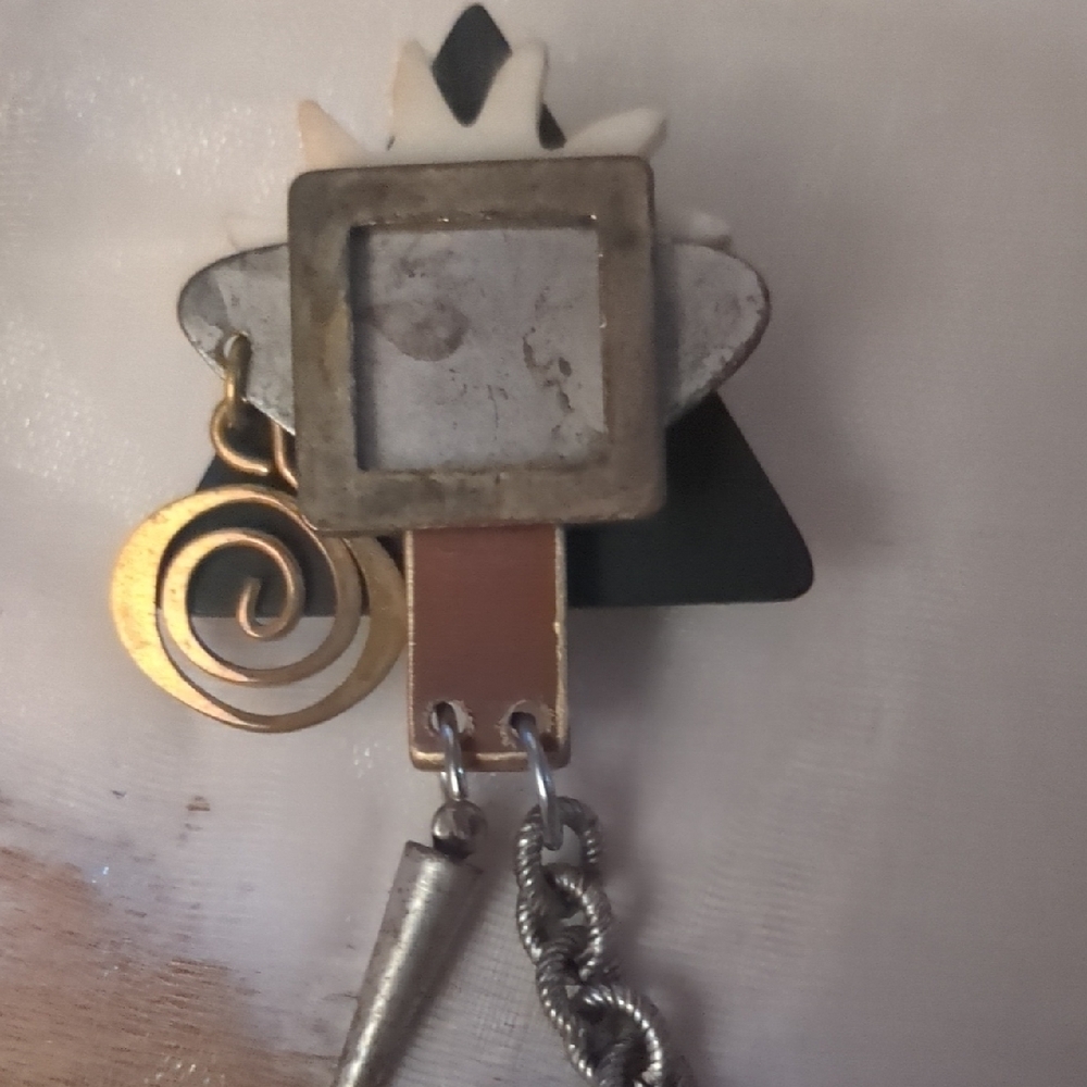 Vintage Metal Artistic Geometric Brooch - Picture 1 of 6